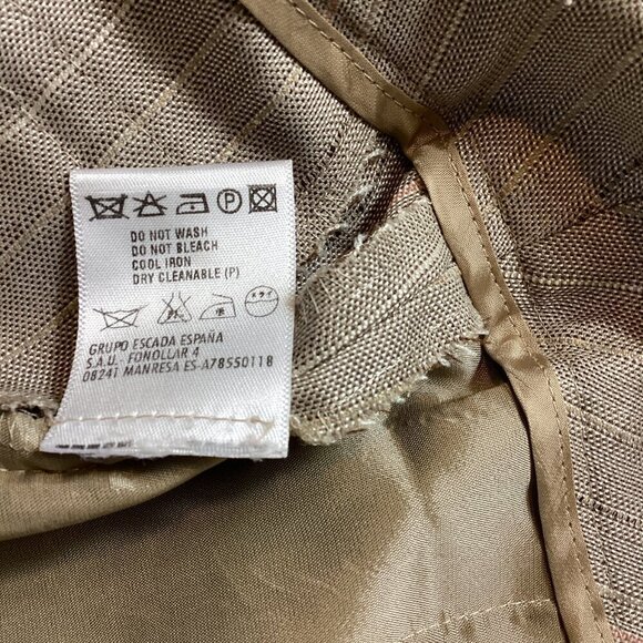 ESCADA Wool-Silk Trouser Pants Beige Lightweight "Tweed" EU34/30x28-1/2" #30R - Picture 9 of 10